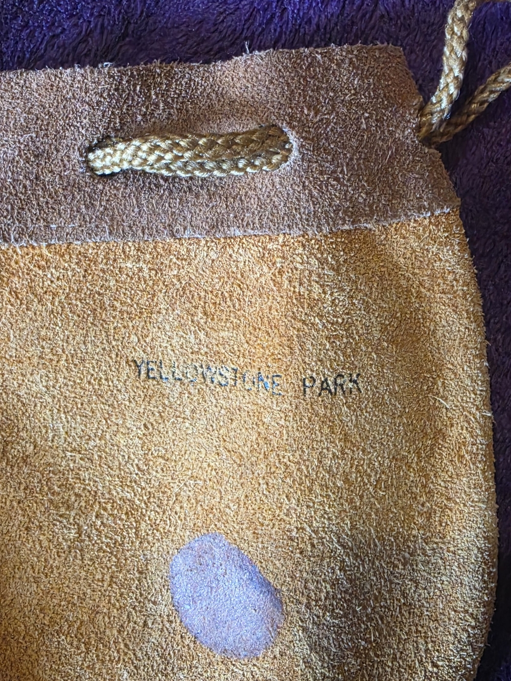 Suede Drawstring Pouch - Tan Yellow - Picture 3 of 3